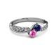 3 - Nicia Blue and Pink Sapphire with Side Diamonds Bypass Ring 