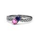 4 - Nicia Blue and Pink Sapphire with Side Diamonds Bypass Ring 