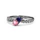 4 - Nicia Blue Sapphire and Pink Tourmaline with Side Diamonds Bypass Ring 