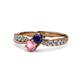 4 - Nicia Blue Sapphire and Pink Tourmaline with Side Diamonds Bypass Ring 