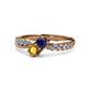 4 - Nicia Blue Sapphire and Citrine with Side Diamonds Bypass Ring 