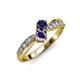1 - Nicia Blue Sapphire and Iolite with Side Diamonds Bypass Ring 