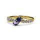 4 - Nicia Blue Sapphire and Iolite with Side Diamonds Bypass Ring 