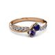 3 - Nicia Blue Sapphire and Iolite with Side Diamonds Bypass Ring 