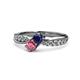 4 - Nicia Blue Sapphire and Rhodolite Garnet with Side Diamonds Bypass Ring 