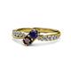 4 - Nicia Blue Sapphire and Red Garnet with Side Diamonds Bypass Ring 