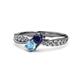 4 - Nicia Blue Sapphire and Blue Topaz with Side Diamonds Bypass Ring 