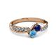 3 - Nicia Blue Sapphire and Blue Topaz with Side Diamonds Bypass Ring 