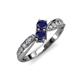 1 - Nicia Blue Sapphire with Side Diamonds Bypass Ring 