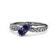 4 - Nicia Blue Sapphire with Side Diamonds Bypass Ring 