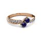 3 - Nicia Blue Sapphire with Side Diamonds Bypass Ring 