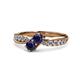 4 - Nicia Blue Sapphire with Side Diamonds Bypass Ring 
