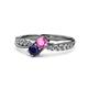 4 - Nicia Pink and Blue Sapphire with Side Diamonds Bypass Ring 