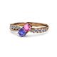 4 - Nicia Pink Sapphire and Tanzanite with Side Diamonds Bypass Ring 