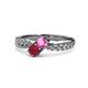 4 - Nicia Pink Sapphire and Ruby with Side Diamonds Bypass Ring 