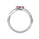 6 - Nicia Pink Sapphire and Ruby with Side Diamonds Bypass Ring 