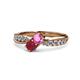 4 - Nicia Pink Sapphire and Ruby with Side Diamonds Bypass Ring 