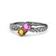 4 - Nicia Pink Sapphire and Citrine with Side Diamonds Bypass Ring 