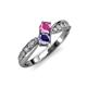1 - Nicia Pink Sapphire and Iolite with Side Diamonds Bypass Ring 