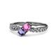 4 - Nicia Pink Sapphire and Iolite with Side Diamonds Bypass Ring 