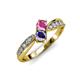 1 - Nicia Pink Sapphire and Iolite with Side Diamonds Bypass Ring 