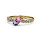 4 - Nicia Pink Sapphire and Iolite with Side Diamonds Bypass Ring 