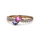 4 - Nicia Pink Sapphire and Iolite with Side Diamonds Bypass Ring 
