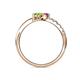 6 - Nicia Pink Sapphire and Peridot with Side Diamonds Bypass Ring 