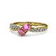 4 - Nicia Pink Sapphire and Rhodolite Garnet with Side Diamonds Bypass Ring 