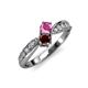1 - Nicia Pink Sapphire and Red Garnet with Side Diamonds Bypass Ring 
