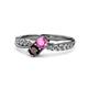4 - Nicia Pink Sapphire and Red Garnet with Side Diamonds Bypass Ring 