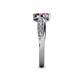 5 - Nicia Pink Sapphire and Red Garnet with Side Diamonds Bypass Ring 
