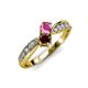1 - Nicia Pink Sapphire and Red Garnet with Side Diamonds Bypass Ring 