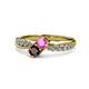 4 - Nicia Pink Sapphire and Red Garnet with Side Diamonds Bypass Ring 