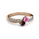 3 - Nicia Pink Sapphire and Red Garnet with Side Diamonds Bypass Ring 