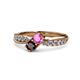 4 - Nicia Pink Sapphire and Red Garnet with Side Diamonds Bypass Ring 