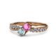 4 - Nicia Pink Sapphire and Aquamarine with Side Diamonds Bypass Ring 