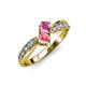 1 - Nicia Pink Sapphire and Pink Tourmaline with Side Diamonds Bypass Ring 