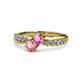 4 - Nicia Pink Sapphire and Pink Tourmaline with Side Diamonds Bypass Ring 
