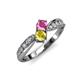 1 - Nicia Pink and Yellow Sapphire with Side Diamonds Bypass Ring 