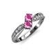 1 - Nicia Pink Sapphire with Side Diamonds Bypass Ring 