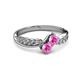 3 - Nicia Pink Sapphire with Side Diamonds Bypass Ring 