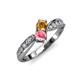 1 - Nicia Citrine and Pink Tourmaline with Side Diamonds Bypass Ring 
