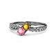 4 - Nicia Citrine and Pink Tourmaline with Side Diamonds Bypass Ring 