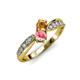1 - Nicia Citrine and Pink Tourmaline with Side Diamonds Bypass Ring 