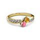 3 - Nicia Citrine and Pink Tourmaline with Side Diamonds Bypass Ring 