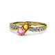 4 - Nicia Citrine and Pink Tourmaline with Side Diamonds Bypass Ring 