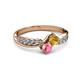 3 - Nicia Citrine and Pink Tourmaline with Side Diamonds Bypass Ring 