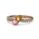 4 - Nicia Citrine and Pink Tourmaline with Side Diamonds Bypass Ring 