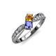1 - Nicia Citrine and Tanzanite with Side Diamonds Bypass Ring 